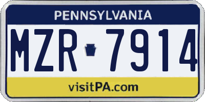 PA license plate MZR7914