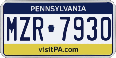 PA license plate MZR7930