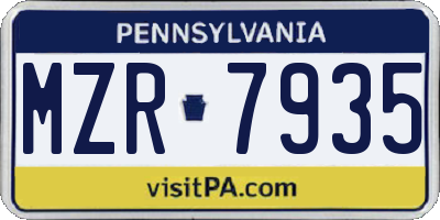 PA license plate MZR7935