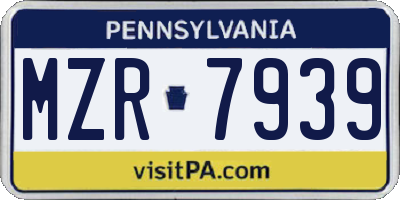 PA license plate MZR7939