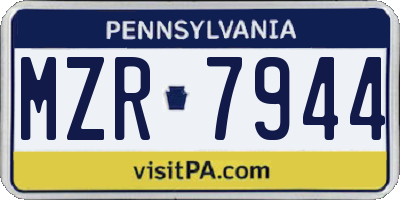 PA license plate MZR7944
