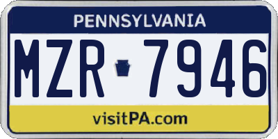 PA license plate MZR7946