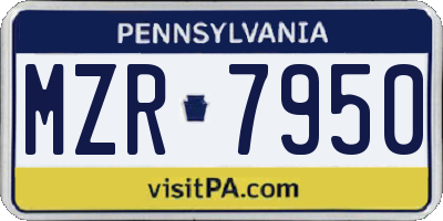 PA license plate MZR7950