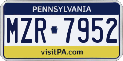 PA license plate MZR7952