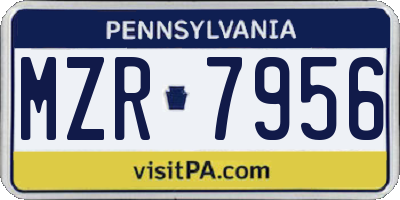 PA license plate MZR7956