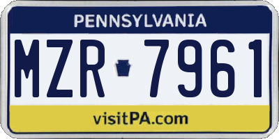 PA license plate MZR7961