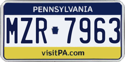 PA license plate MZR7963