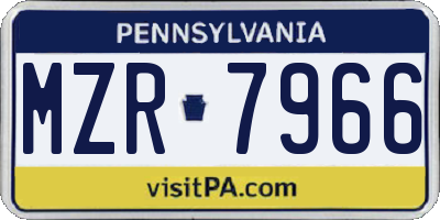 PA license plate MZR7966