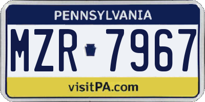 PA license plate MZR7967