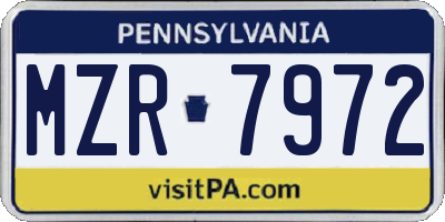 PA license plate MZR7972