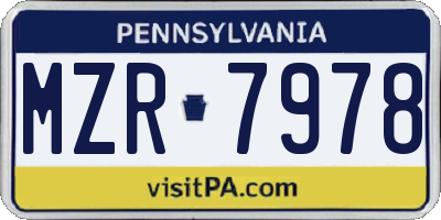 PA license plate MZR7978