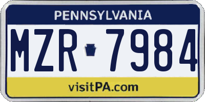PA license plate MZR7984