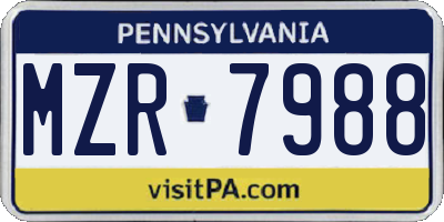 PA license plate MZR7988
