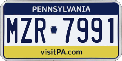 PA license plate MZR7991