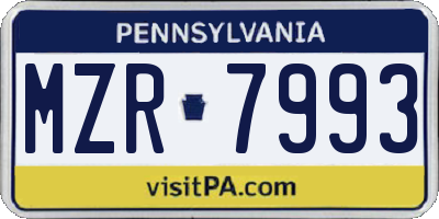 PA license plate MZR7993