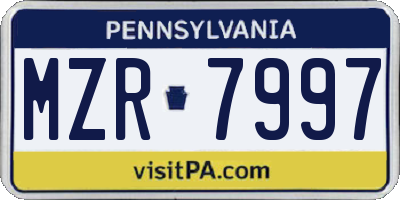 PA license plate MZR7997