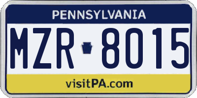 PA license plate MZR8015