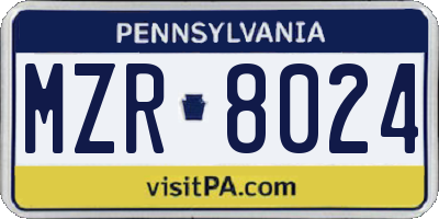 PA license plate MZR8024