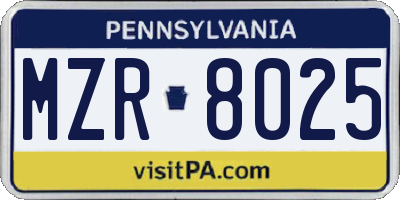 PA license plate MZR8025
