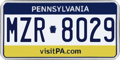 PA license plate MZR8029