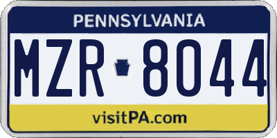 PA license plate MZR8044