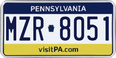 PA license plate MZR8051