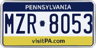 PA license plate MZR8053