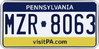 PA license plate MZR8063