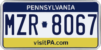 PA license plate MZR8067