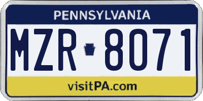 PA license plate MZR8071