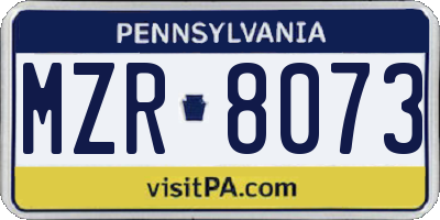 PA license plate MZR8073