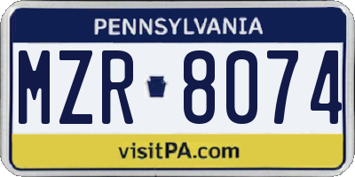 PA license plate MZR8074