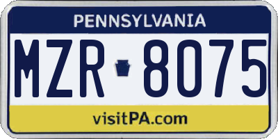PA license plate MZR8075