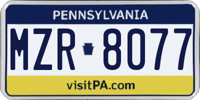 PA license plate MZR8077