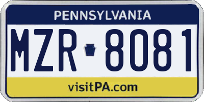 PA license plate MZR8081