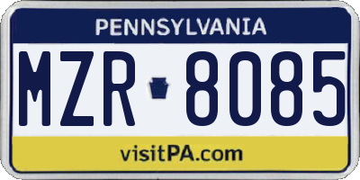 PA license plate MZR8085