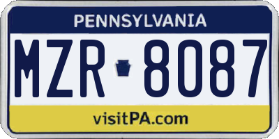 PA license plate MZR8087