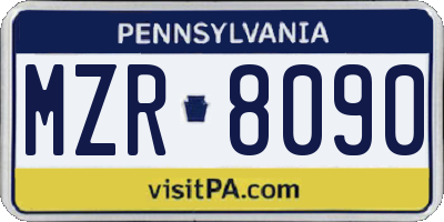 PA license plate MZR8090