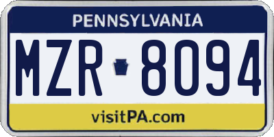 PA license plate MZR8094