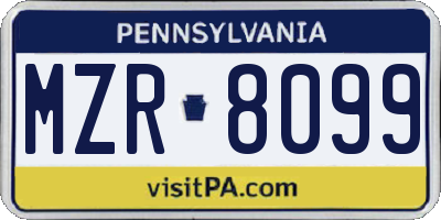 PA license plate MZR8099