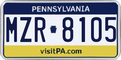 PA license plate MZR8105