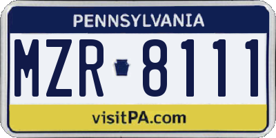 PA license plate MZR8111