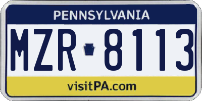 PA license plate MZR8113