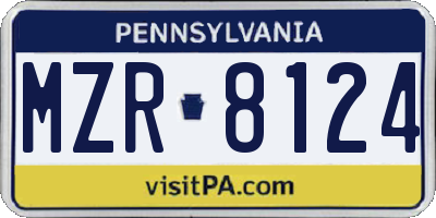 PA license plate MZR8124