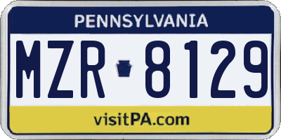 PA license plate MZR8129