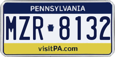 PA license plate MZR8132
