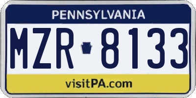 PA license plate MZR8133