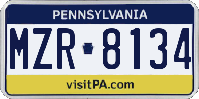 PA license plate MZR8134
