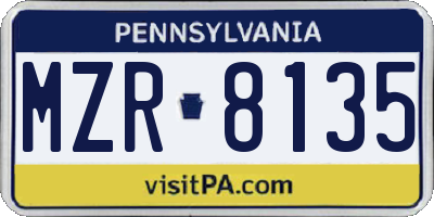 PA license plate MZR8135