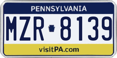 PA license plate MZR8139